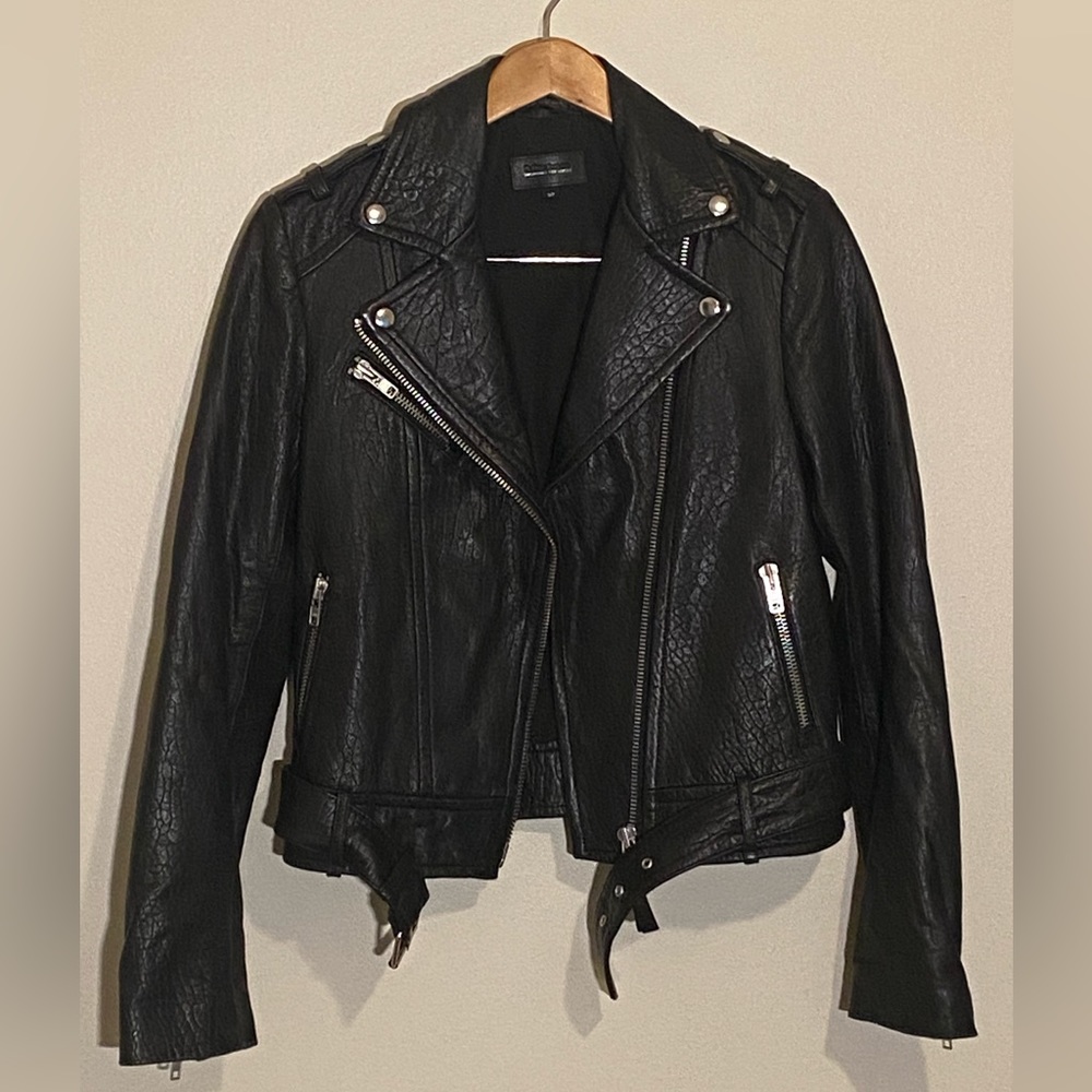 Mackage Pebbled Leather Moto Jacket - Size S